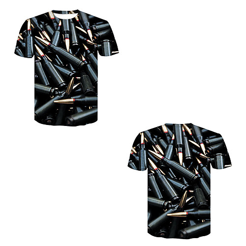 

Men's T shirt 3D Print 3D Rivet Mesh Short Sleeve Casual Tops Black