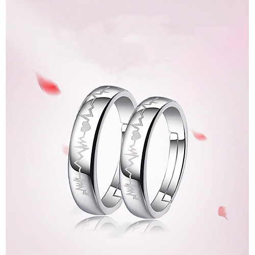 

Couple Rings Geometrical Silver S925 Sterling Silver Love Precious Elegant Fashion 1 Pair Adjustable / Couple's / Adjustable Ring / Band Ring