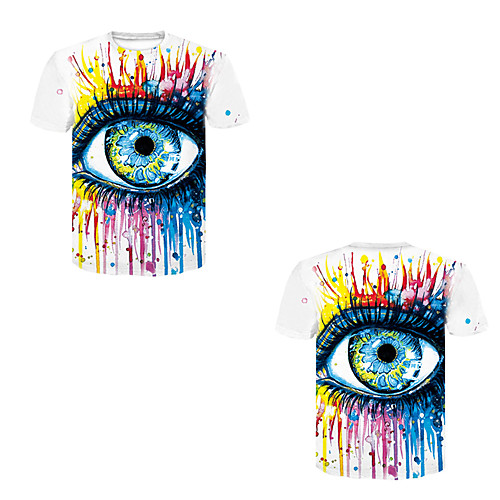 

Men's T shirt Shirt 3D Print 3D Rivet Mesh Short Sleeve Casual Tops White / Summer