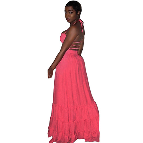

Women's Sheath Dress Maxi long Dress Red Sleeveless Solid Color Spring Summer Elegant Loose 2021 S M L XL XXL