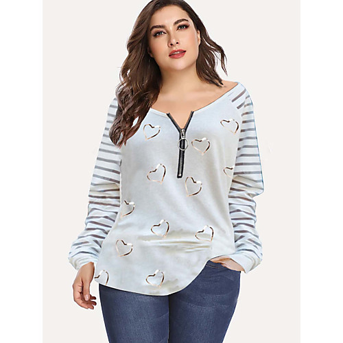 

Women's Zipper Front Print Jumper Long Sleeve Sweater Cardigans V Neck Fall Spring Summer White Blushing Pink Khaki