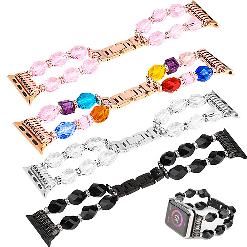 

Smart Watch Band for Apple iWatch 1 pcs Jewelry Design Stainless Steel Elastic Beaded Replacement Wrist Strap for Apple Watch Series 6 / SE / 5/4 44mm Apple Watch Series 6 / SE / 5/4 40mm Apple