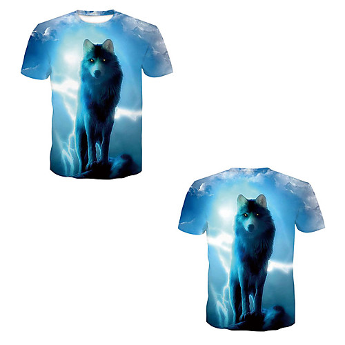 

Men's T shirt Shirt 3D Print 3D Rivet Mesh Short Sleeve Casual Tops Blue / Summer