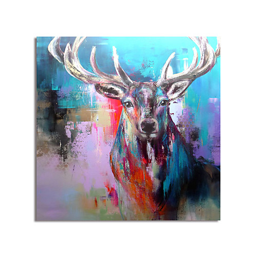 

Oil Painting Hand Painted Square Abstract Animals Modern Stretched Canvas