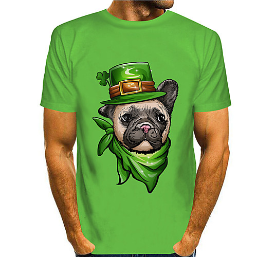 

Men's T shirt Shirt 3D Print Dog Graphic Prints Saint Patrick Day 3D Print Short Sleeve Daily Tops Casual Fashion Round Neck Green / Summer