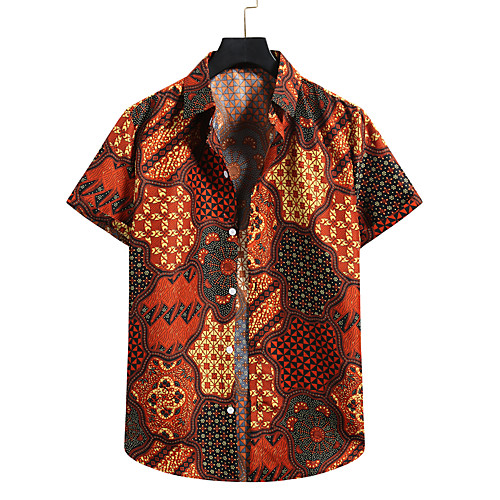 

Men's Shirt 3D Print Graphic Prints Print Short Sleeve Vacation Tops Brown
