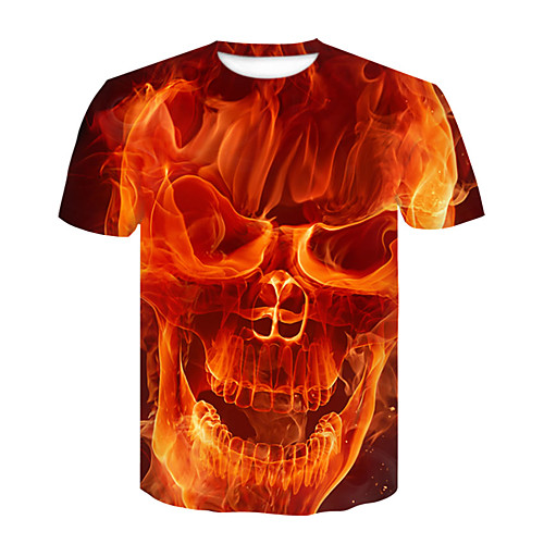 

Men's T shirt Shirt 3D Print 3D Rivet Mesh Short Sleeve Casual Tops Red Yellow Black / Summer