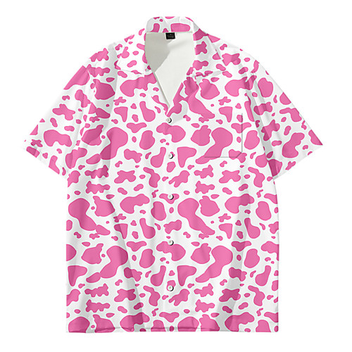 

Men's Shirt Other Prints Color Block Button-Down Print Short Sleeve Daily Tops Casual Fashion Hawaiian Blue Blushing Pink White / Summer / Beach