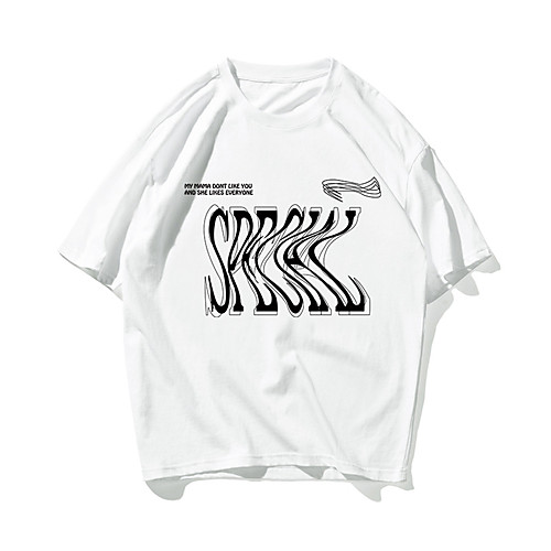 

Men's Unisex T shirt Hot Stamping Letter Plus Size Print Short Sleeve Daily Tops 100% Cotton Basic Casual White Orange
