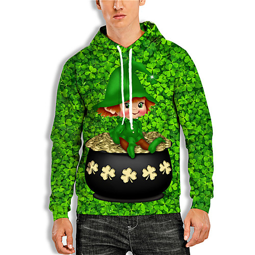 

Men's Pullover Hoodie Sweatshirt Dog Graphic Prints Saint Patrick Day Print Hooded Daily Holiday 3D Print 3D Print Hoodies Sweatshirts Long Sleeve Green