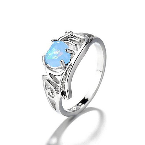 

Band Ring Crystal 3D Blue Yellow White Copper Silver-Plated Heart Letter Precious Fashion 1pc 7 8 9 / Women's