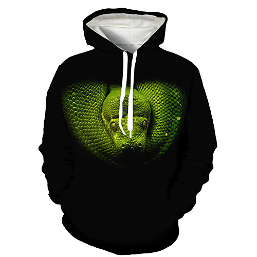 

Men's Pullover Hoodie Sweatshirt Snakeskin Graphic Prints Print Hooded Daily Holiday 3D Print 3D Print Hoodies Sweatshirts Long Sleeve Black