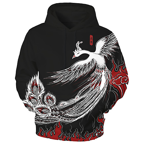 

Men's Pullover Hoodie Sweatshirt 3D Bird Animal Print Hooded Daily Holiday 3D Print 3D Print Hoodies Sweatshirts Long Sleeve White Black Red