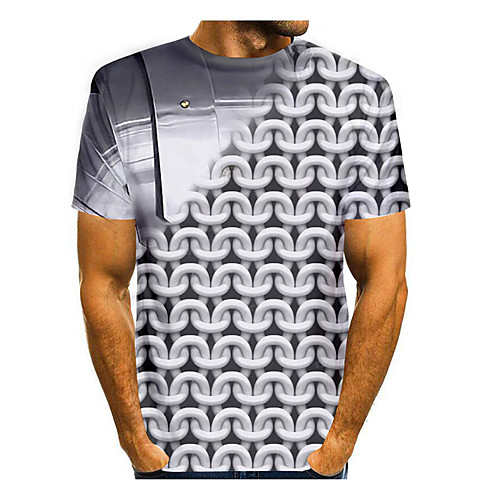 

Men's T shirt 3D Print Cartoon 3D 3D Print Short Sleeve Daily Tops Casual Fashion Gray