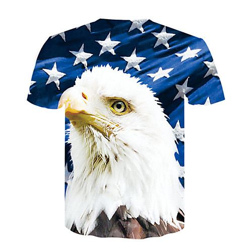 

Men's T shirt 3D Print 3D Short Sleeve Casual Tops Blue / White