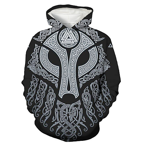 

Men's Pullover Hoodie Sweatshirt Cartoon 3D Print Hooded Daily Holiday 3D Print 3D Print Hoodies Sweatshirts Long Sleeve Gray