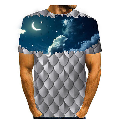 

Men's T shirt 3D Print Cartoon 3D 3D Print Short Sleeve Daily Tops Casual Fashion Blue