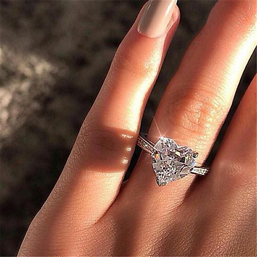 

Ring AAA Cubic Zirconia 3D Silver Zircon Copper Silver-Plated Heart Fashion 1pc 7 8 9 / Women's