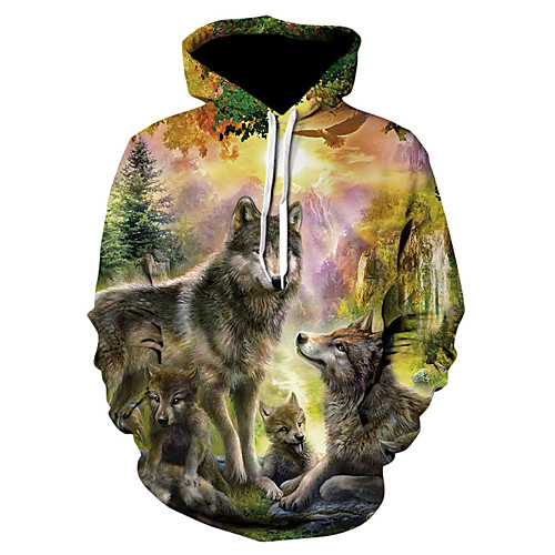 

Men's Pullover Hoodie Sweatshirt 3D Print Hooded 3D Print 3D Print Hoodies Sweatshirts Long Sleeve Loose Purple Yellow Black