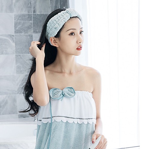 

Thick Coral Fleece Bath Skirt, Dry Hair Cap, Headband, Towel, Three-piece Suit, Wearable Bath Towel, Bowknot Bath Skirt Suit