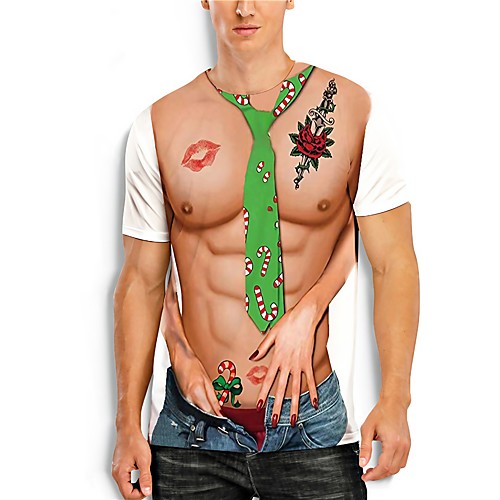 

Men's T shirt 3D Print Cartoon 3D 3D Print Short Sleeve Daily Tops Casual Fashion White