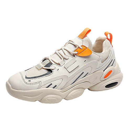

Men's Trainers Athletic Shoes Sporty Casual Athletic Daily Running Shoes Walking Shoes PU Breathable Non-slipping Shock Absorbing Black / White White / Green Beige Color Block Fall Spring