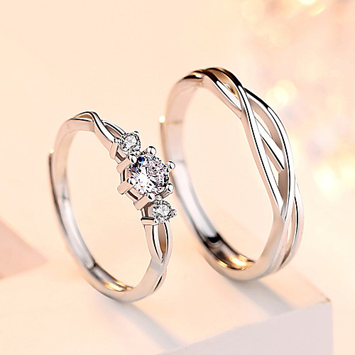 

Couple Rings Synthetic Diamond Solitaire male Female S925 Sterling Silver Love Precious Elegant Fashion 1 Pair Adjustable / Couple's / Adjustable Ring / Band Ring
