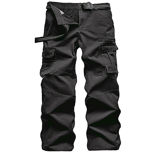 

Men's Cargo Casual / Sporty Daily Holiday Pants Tactical Cargo Pants Solid Colored Full Length Zipper Pocket Black Khaki Green