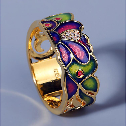 

Band Ring Fancy Gold Brass Floral Theme Flower Artistic Elegant European 1pc 6 7 8 9 10 / Women's