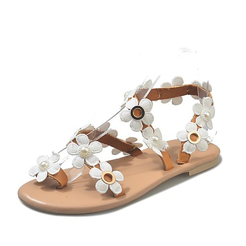 

Women's Sandals Boho Bohemia Beach Flat Heel Open Toe Flat Sandals Casual Daily Walking Shoes PU dark brown