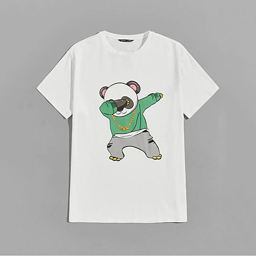 

Men's Unisex T shirt Hot Stamping Bear Animal Plus Size Print Short Sleeve Casual Tops 100% Cotton Casual Fashion White