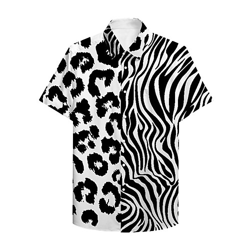 

Men's Shirt 3D Print Graphic 3D Button-Down 3D Print Short Sleeve Casual Tops Casual Fashion Black