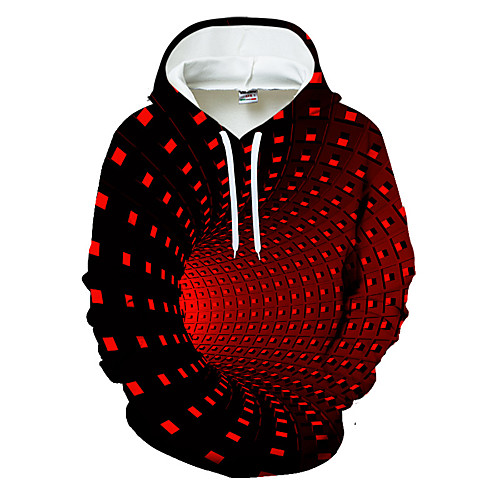 

Men's Plus Size Pullover Hoodie Sweatshirt Optical Illusion Geometric Hooded 3D Print Casual Hoodies Sweatshirts Long Sleeve Blue Purple Yellow