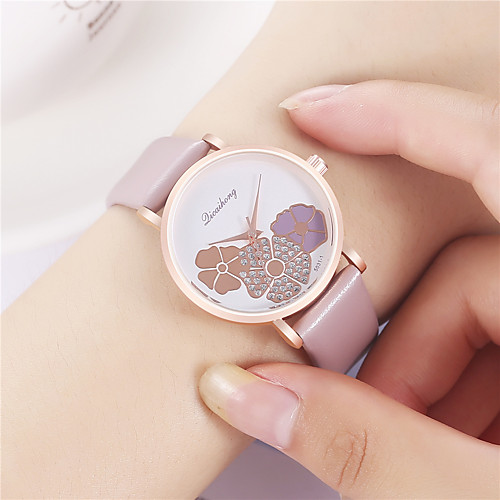 

Women's Quartz Watches Analog Quartz Floral Style Fashion Diamond / PU Leather