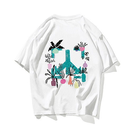 

Men's T shirt Hot Stamping Floral Graphic Prints Print Short Sleeve Daily Tops 100% Cotton Basic Casual White Black