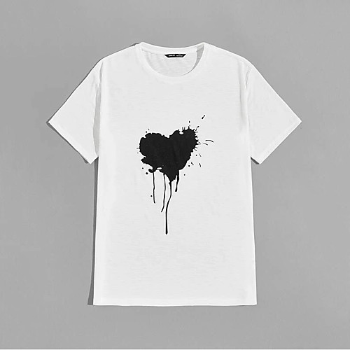 

Men's Unisex T shirt Hot Stamping Graphic Plus Size Print Short Sleeve Casual Tops 100% Cotton Casual Fashion White