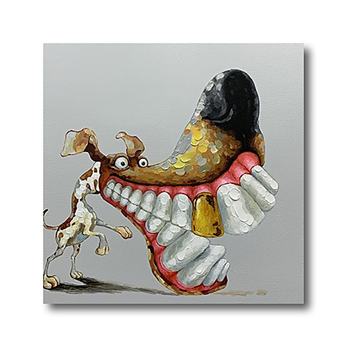 

Oil Painting Hand Painted Square Animals Pop Art Modern Stretched Canvas