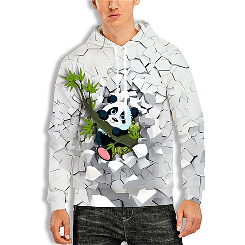 

Men's Pullover Hoodie Sweatshirt Graphic Prints Panda Print Hooded Daily Holiday 3D Print 3D Print Hoodies Sweatshirts Long Sleeve White