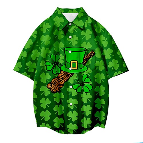

Men's Shirt 3D Print Plants Letter Short Sleeve Street Tops Casual Fashion St. Patrick's Day A B C / Summer