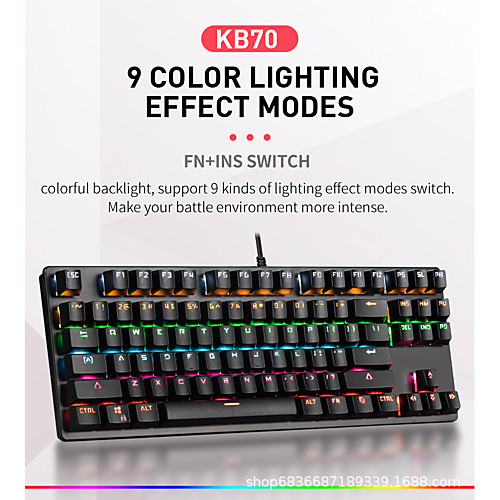 

LITBest K870 USB Wired Mechanical Keyboard Gaming Keyboard Gaming Waterproof Multicolor Backlit 87 pcs Keys