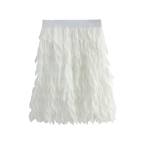 

Women's Ceremony Date Active Elegant Skirts Solid Colored Tassel Fringe Patchwork White