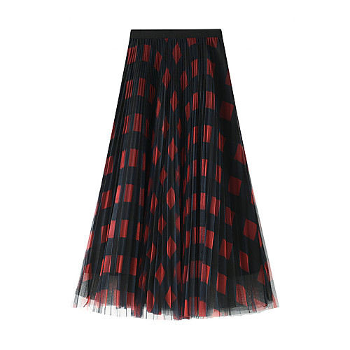 

Women's Vacation Going out Elegant Streetwear Skirts Geometric Layered Pleated Print Blue Red Green