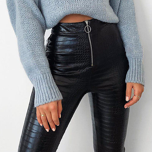 

Women's Stylish Streetwear Comfort Party Club Skinny Pants Plain Full Length Black