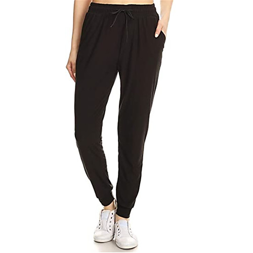 

Women's Classic Style Casual / Sporty Comfort Casual Daily Skinny Pants Plain Ankle-Length Drawstring Pocket Black Wine