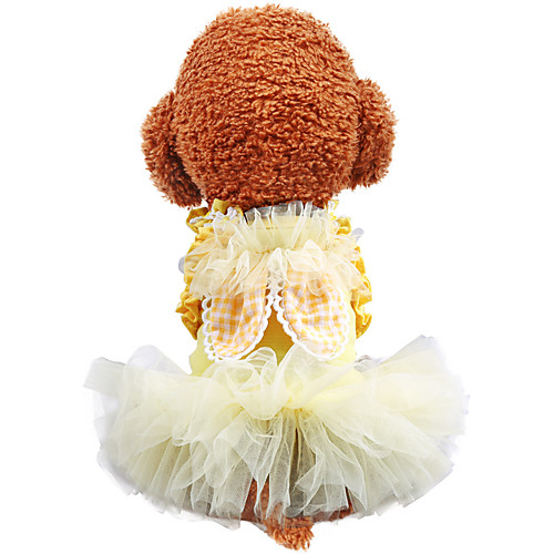 

Dog Cat Dress Lace Elegant Adorable Cute Dailywear Casual / Daily Dog Clothes Puppy Clothes Dog Outfits Breathable Yellow Costume for Girl and Boy Dog Polyester XS S M L XL