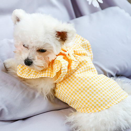 

Dog Cat Shirt / T-Shirt Plaid Elegant Adorable Cute Dailywear Casual / Daily Dog Clothes Puppy Clothes Dog Outfits Breathable Yellow Costume for Girl and Boy Dog Polyester XS S M L XL