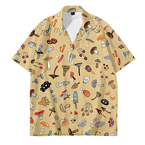 

Men's Shirt Other Prints Geometry Button-Down Print Short Sleeve Daily Tops Casual Fashion Hawaiian Red Yellow