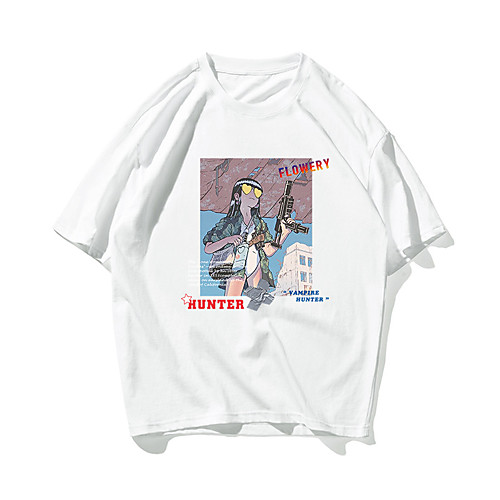 

Men's Unisex T shirt Hot Stamping Character Plus Size Print Short Sleeve Daily Tops 100% Cotton Basic Casual White Black