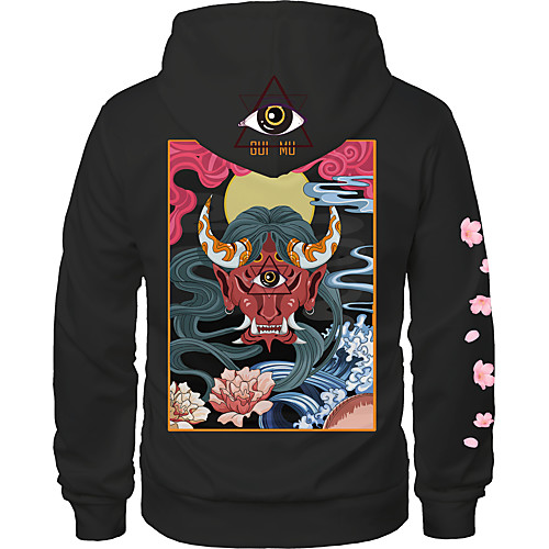 

Men's Pullover Hoodie Sweatshirt Cartoon Graphic 3D Print Hooded Daily Holiday 3D Print 3D Print Hoodies Sweatshirts Long Sleeve Black