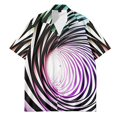 

Men's Shirt 3D Print Paisley Button-Down 3D Print Short Sleeve Daily Tops Casual Fashion Hawaiian Purple